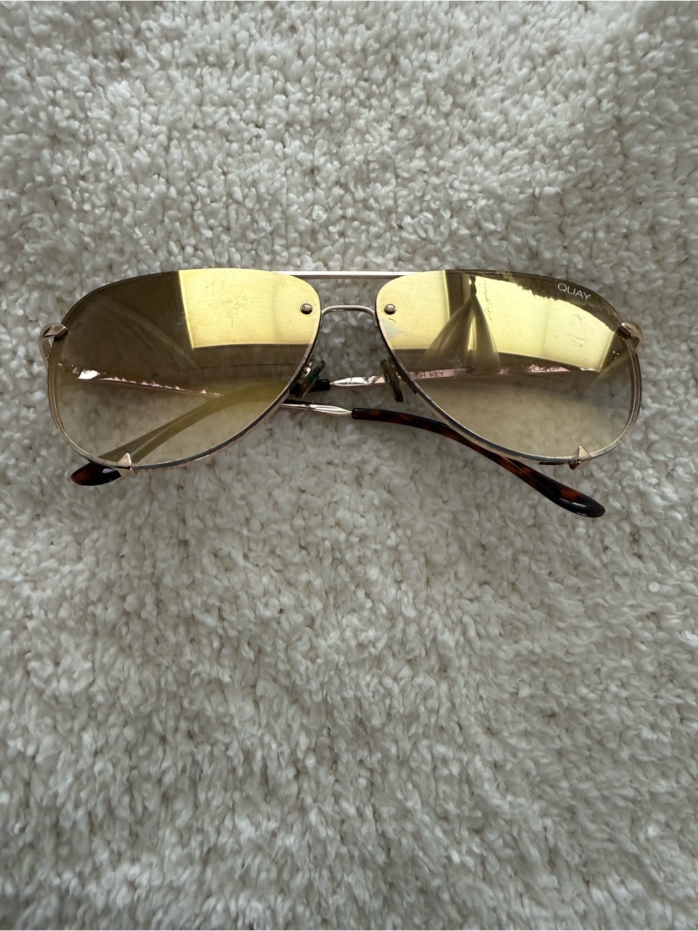 Quay Australia Men’s Gold Aviator Sunglasses with Yellow Lenses